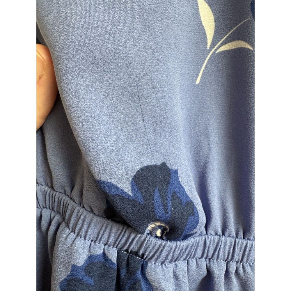Banana Republic Chiffon Halter XS S Blue Floral Wedding Guest Keyhole Sun Dress - Picture 7 of 10